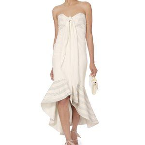 Zuki Off-the-shoulder Flounce Hem Silk Dress In Wh